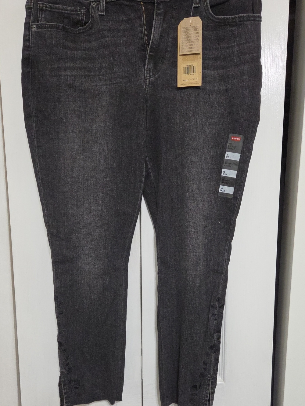 Levi's Women's 711 Skinny Ankle Dark Gray Jeans with Ankle Accents